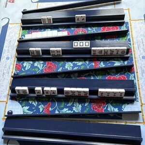 Wood Mahjong Racks with hinged pusher